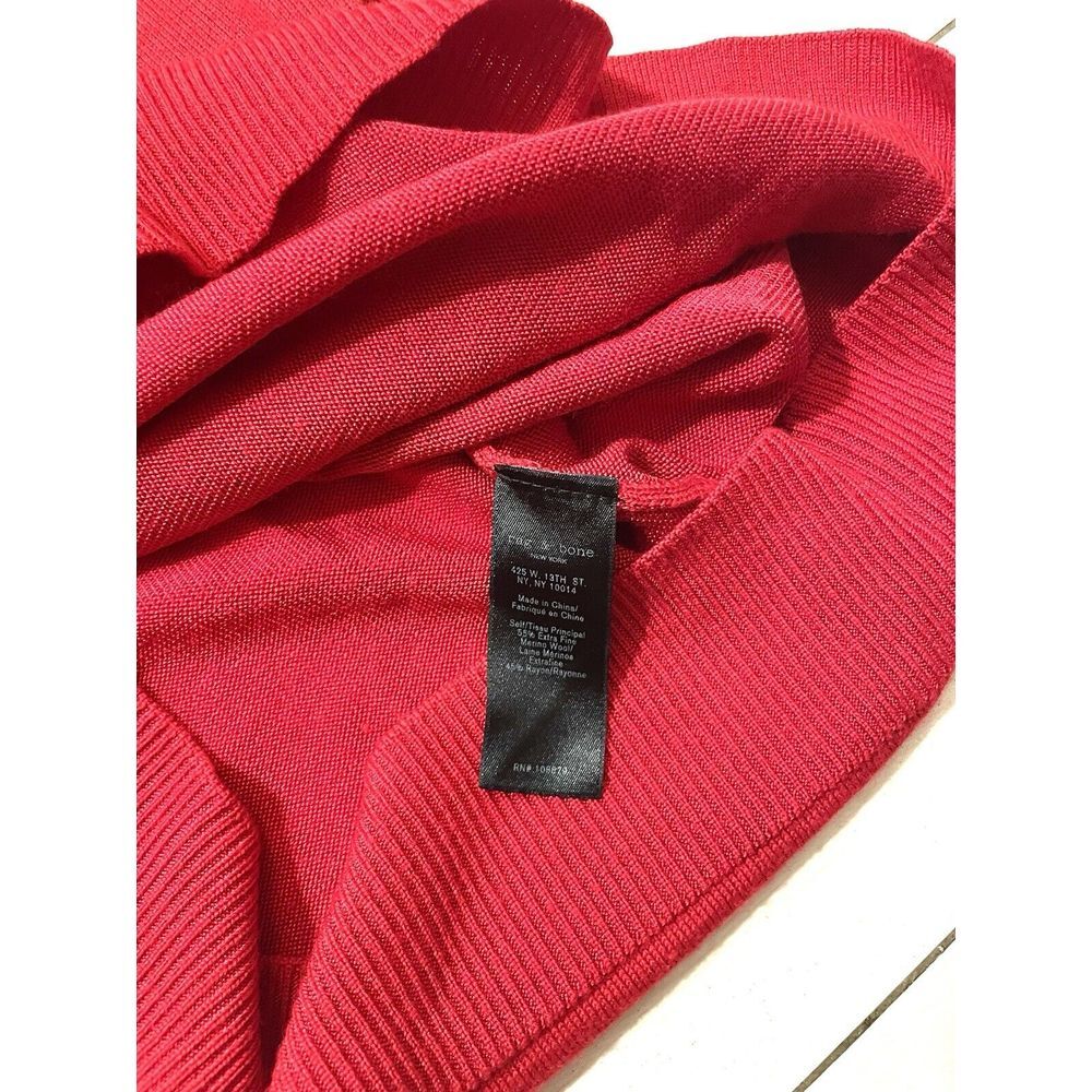 Rag & Bone Dress Women's Small Adriana Red Knit Floral Cut Out Merino Wool Blend - Picture 2 of 5